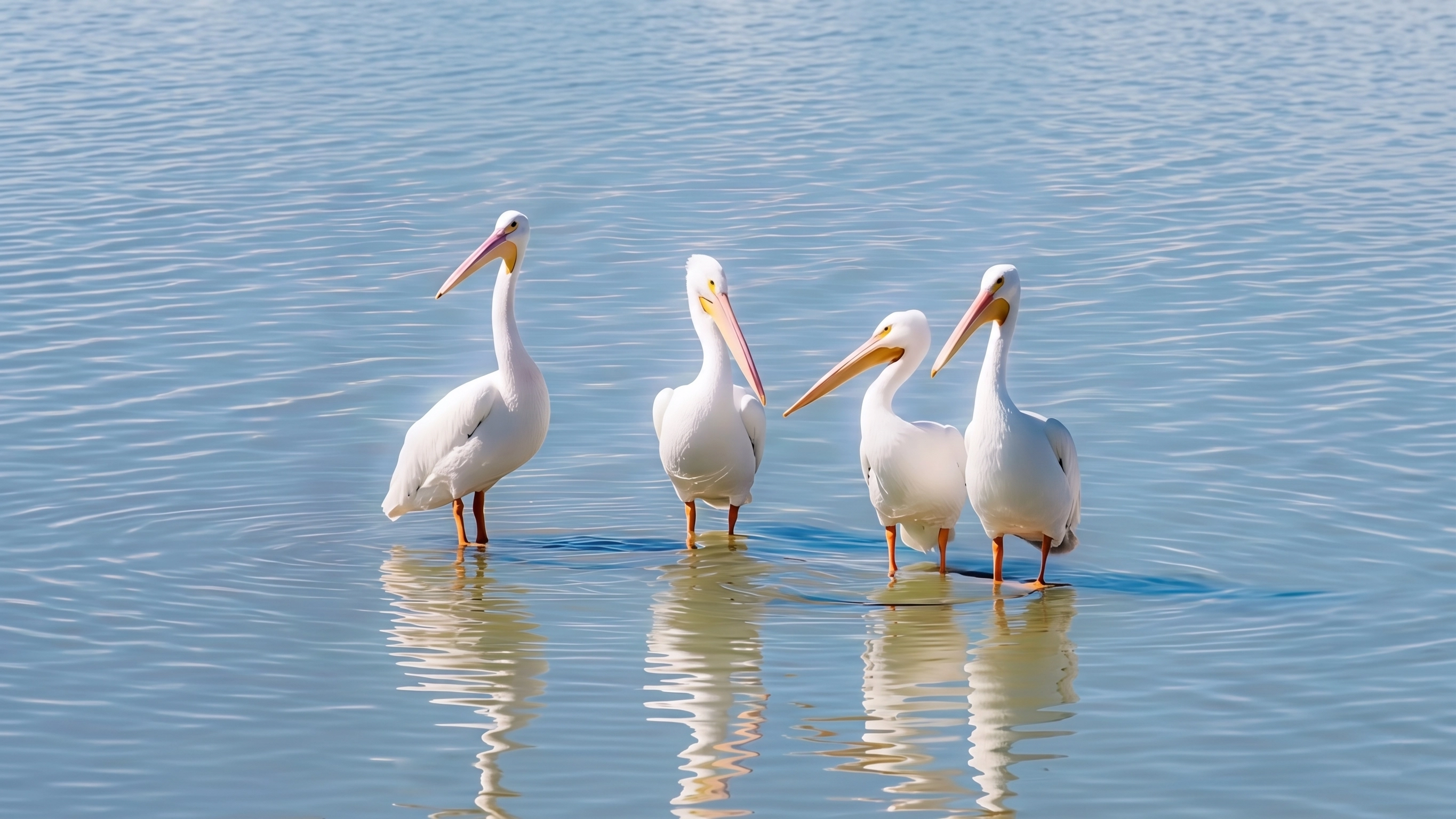 Pelícanos en el lago